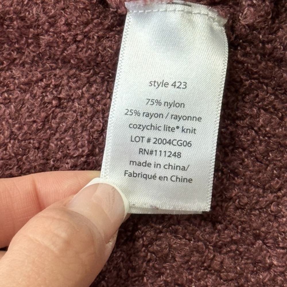 Barefoot Dreams Women's Cardigan CozyChic Lite Circle Maroon Size XS Style 423 - Picture 7 of 7